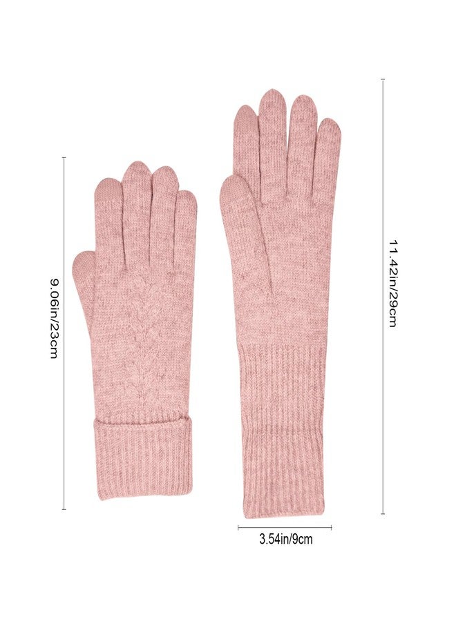 Bototack Women's Winter Warm Gloves for Cold Weather Thermal Thick Knited Touch Screen Gloves for Running Driving (Pink) - Image 4